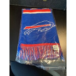 NFL Buffalo Bills Knit Scarf Blue Red White Argyle Reversible Fringe Logo